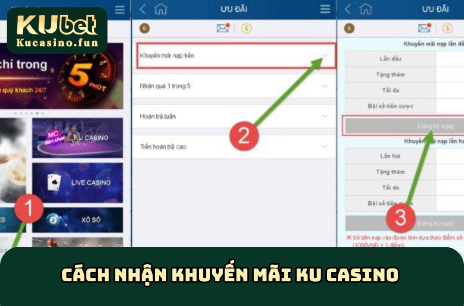 Cách để nhận được khuyến mãi tại KU CASINO